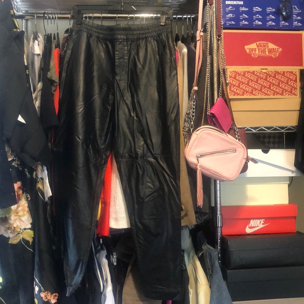 Faux leather joggers